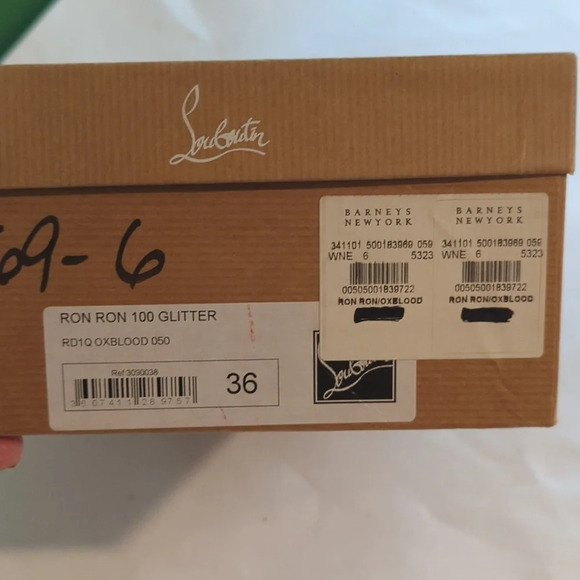 Christian louboutin Ron Ron oxblood dark cherry glitter red sole heels size 6 - Picture 15 of 15
